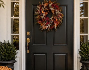 Luxury Harvest Wreath | Designer Fall Front Door Wreath | Large Autumn Wreath | Rustic Elegant Porch Decor | Thanksgiving Door Hanger |