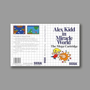 Zamienna okładka - Alex Kidd w Miracle World (wersja amerykańska) - Okładka gry SEGA Master System Classic Reproduction - Wydruk wysokiej jakości