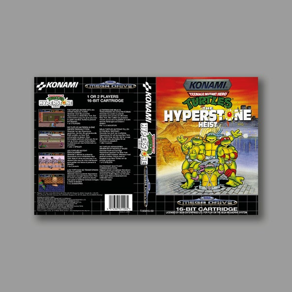 Replacement Cover - Teenage Mutant Hero Turtles: The Hyperstone Heist (PAL Version) - Sega Megadrive Classic Reproduction Cover - HQ Print