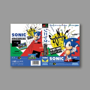Funda de repuesto - Sonic The Hedgehog (versión japonesa) - Funda de juego de reproducción clásica de Sega Megadrive - Impresión de alta calidad