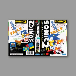 Carátula de repuesto - Sonic The Hedgehog 2 (versión japonesa) - Reproducción clásica de la carátula del juego Sega Megadrive - Impresión de alta calidad