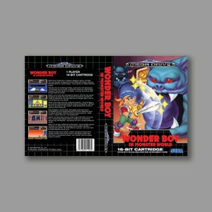Ersatzcover – Wonder Boy In Monster World (PAL-Version) – Sega Megadrive Classic Reproduktion Game Cover – hochwertiger Druck