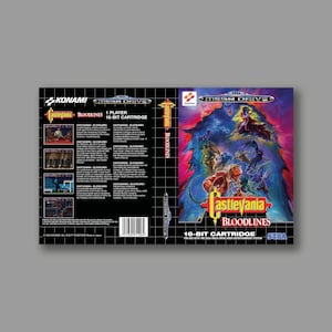 Ersatzcover – Castlevania Bloodlines (PAL-Version) – individuelle Reproduktion des Sega Genesis-Spielcovers – hochwertiger Druck