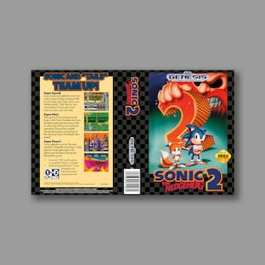 Ersatzcover – Sonic 2 (US-Version) – Reproduktions-Spielcover für SEGA Genesis Classic – hochwertiger Druck