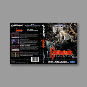 Carátula de repuesto - Castlevania Symphony Of The Night (versión PAL Hack) - Carátula personalizada de repuesto para SEGA Megadrive - Impresión de alta calidad