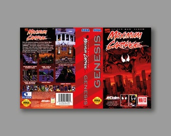 Replacement Cover - Maximum Carnage (US Version) - Sega Genesis Classic Reproduction Game Cover - High Quality Print