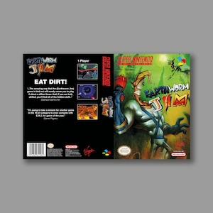 Ersatzhülle - Earthworm Jim - Super Nintendo Ersatzhülle für individuelles Spiel - Hochwertiger Druck