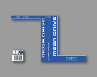 Blue Template For Sega Megadrive Game Cover (PAL Version), Transparent Background PNG, 600 DPI High Resolution for Print