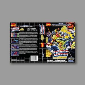 Funda de repuesto - Capitán América y los Vengadores (versión PAL) - Funda de juego de reproducción clásica de SEGA Megadrive - Impresión de alta calidad