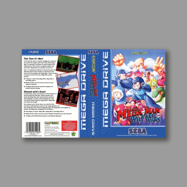 Replacement Cover - MegaMan The Wily Wars (PAL Version) - Sega Megadrive Classic Replacement Game Cover - High Quality Print