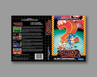 Replacement Cover - Sonic 2 (PAL Version) - SEGA Megadrive Classic Reproduction Game Cover - High Quality Print