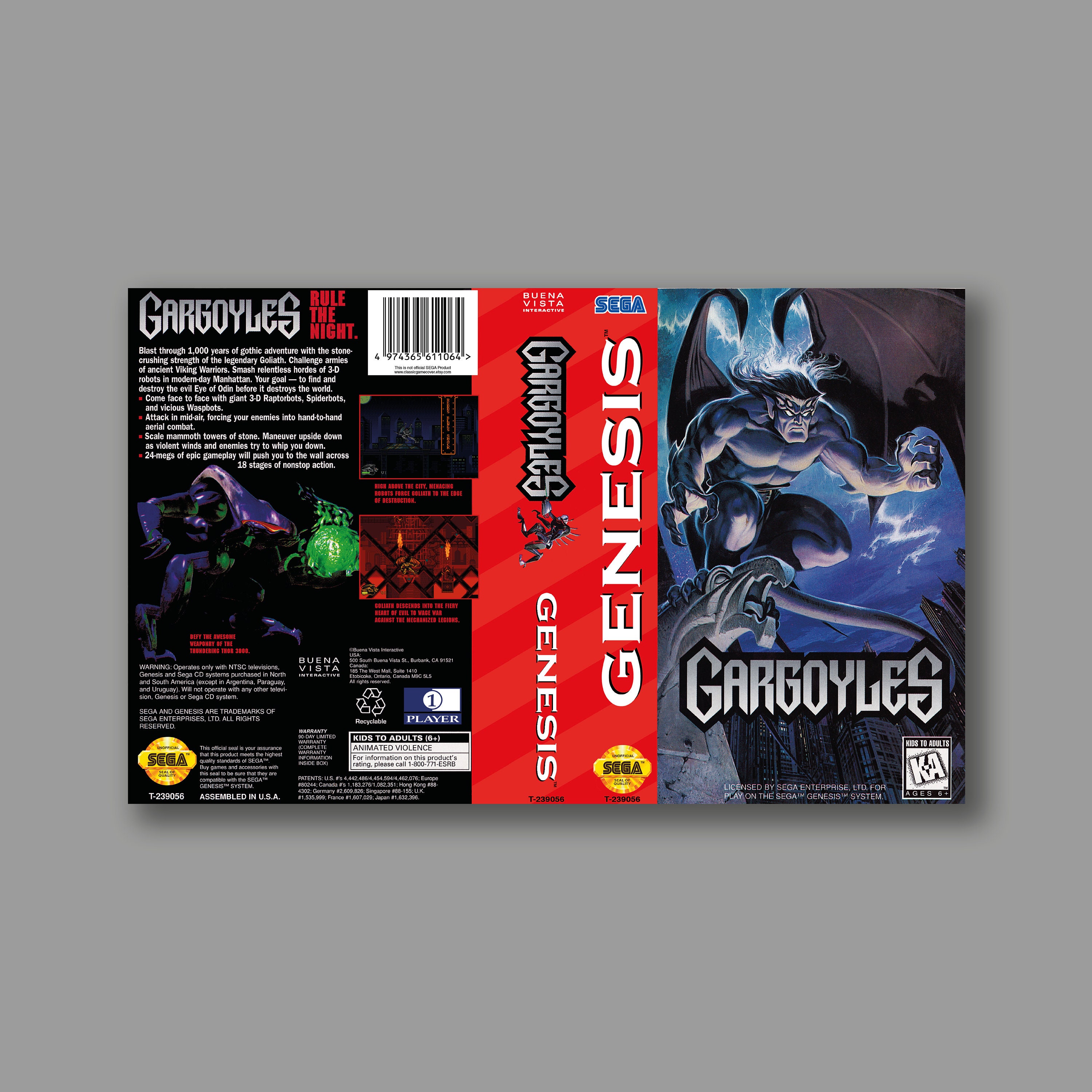 Gargoyles Sega Genesis - Etsy