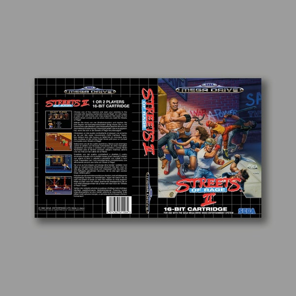 Replacement Cover - Streets Of Rage 2 - SEGA Megadrive Classic Reproduction Game Cover - High Quality Print