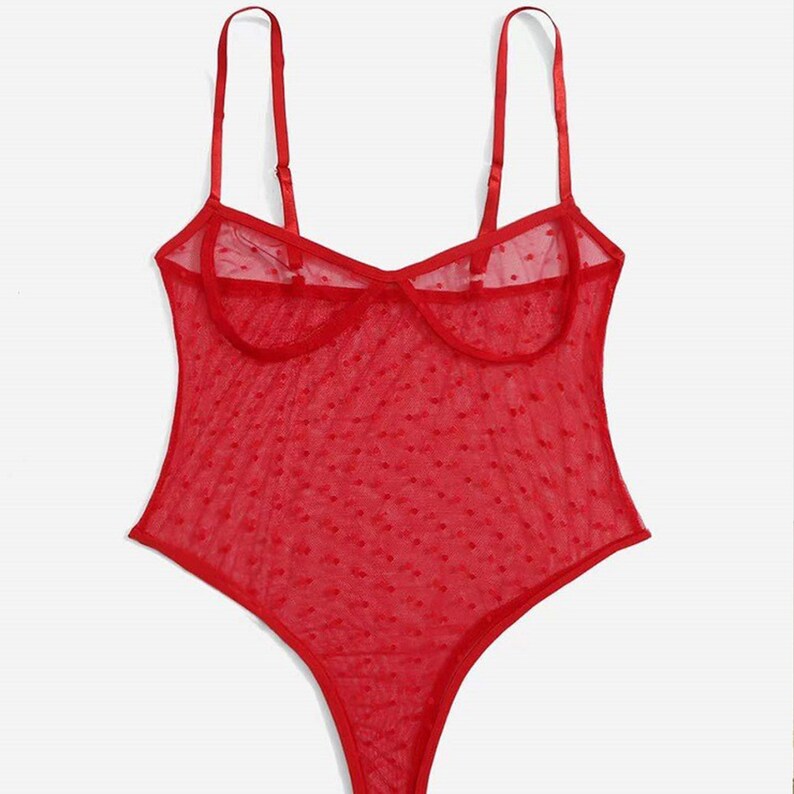 Black / Red Bodysuit Lingerie Set See Through Bodysuit Etsy