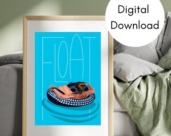 Summer Wall Art Digital Download | Swimming Pool Print | Relaxing | Instant Downlod
