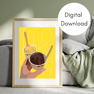Ice Cream Digital Print | Summer Food Illustration | Digital Ice Cream poster | Summer Wall Decor | Instant Download