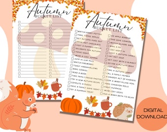 Autumn Bucket List | Autumn Bucket List Template | Autumn To Do List | Printable Autumn Activities | Autumn Checklist | PDF