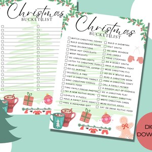 Christmas Bucket List | Winter Bucket List Template | Christmas To Do List | Printable Christmas Activities | Christmas Checklist | PDF