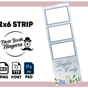 2x6 Photo Booth Strip for Photobooth | PSD + Font with PNG example | Blue floral strip