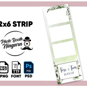 2x6 Photo Booth Strip for Photobooth | PSD + Font with PNG example | Green Floral strip