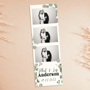 Eucalyptus 2x6 photo strip template for photo booth | Editable digital download