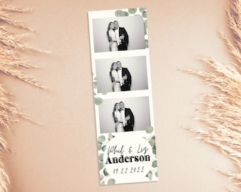 Eucalyptus 2x6 photo strip template for photo booth | Editable digital download