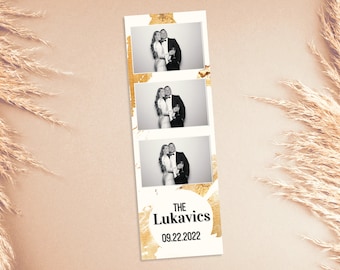 Gold and White 2x6 photo strip template for photo booth | Editable digital download