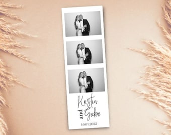 Fun Elegant Simple Classic 2x6 photo strip template for photo booth | Editable digital download