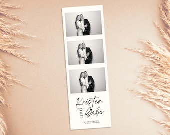 Classic Simple Elegant 2x6 photo strip template for photo booth | Editable digital download