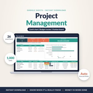 Project Management Spreadsheet for Google Sheets: Gantt Chart, Timeline & Budget Tracker