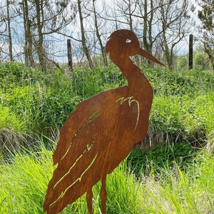 Heron standing 75 x 43 cm + rods rust garden stake rust metal crane stork rusty garden decoration pond decoration heron