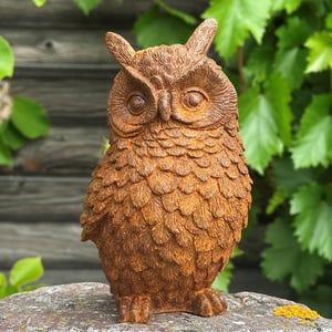 Cast iron owl 17 cm sculpture animal figure decoration vintage cast iron with rust patina garden figure garden sculpture eagle owl rust weatherproof