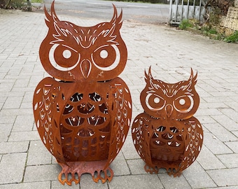Owl filigree 3D optics height 43 cm / 60 cm rust garden decoration weatherproof rust lighting eagle owl rust figure metal figure terrace gift