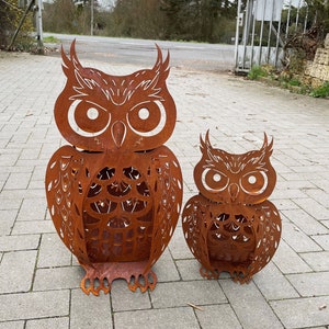 Owl filigree 3D optics height 43 cm / 60 cm rust garden decoration weatherproof rust lighting eagle owl rust figure metal figure terrace gift