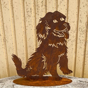 Garden figure dog with tongue 50 x 45 cm on plate rust weatherproof rust metal rust figure rusty garden decoration dog figure