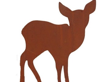 Edelrost Hirsch-Deko Für Garten – 90x53 Cm, Aus Stahlblech, Mit Metallplatte, Handgefertigt
