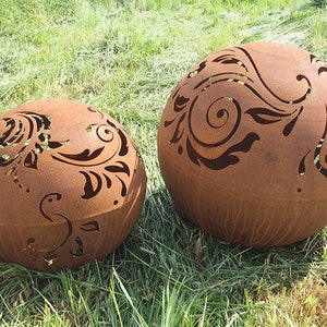 Ball with baroque pattern ornaments for lighting 40 cm / 50 cm rust garden ball gift rusty garden decoration vintage