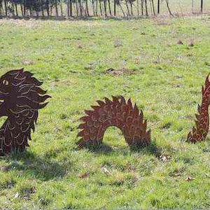 Chinese Dragon 50 x 110 cm Lucky Dragon 3-part Patina Garden Stake Weatherproof Rust Metal Rust Figure Dragon Figure Dragon Nessie