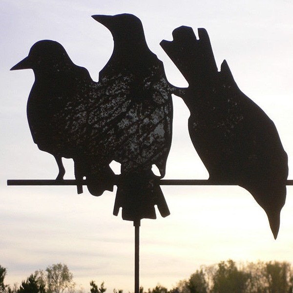 3 ravens on the pole 50 x 40 cm garden stake patina garden decoration rust outdoor decoration outdoor Halloween bird scarer crow raven gift