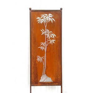 Patina privacy screen bamboo motif 162 x 53 cm screen for plugging in garden stake sign rust garden decoration weatherproof rust metal rusty decoration