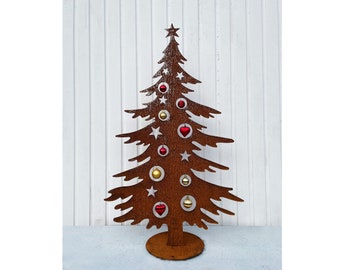 Edelrost Deko Weihnachtsbaum zum Dekorieren 70cm Tanne Christbaum Tannenbaum Kugeln Rost Weihnachtsdeko Weihnachtsschmuck rostige Deko
