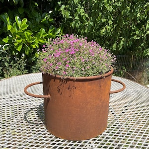 Dekorativ planteringskruka, 20 x 34 cm, väderbeständig stål, rostfärgad planteringslåda, blomkruka, väderbeständig, rostig trädgårdsdekoration, tråg, metalldekoration