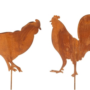 Set of 2 rooster and hen 75 cm garden stake rust garden decoration rust goose chicken ducks Easter decoration spring decoration gift rusty garden decoration