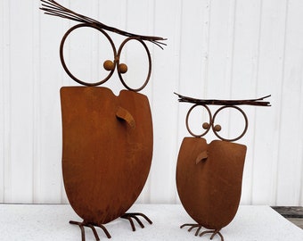 Crazy OWL 3D hoogte 43 cm / 64 cm naar keuze Patina Tuindecoratie Roest Uhu Kauz Roest Figuur Metalen Figuur Patio Cadeau