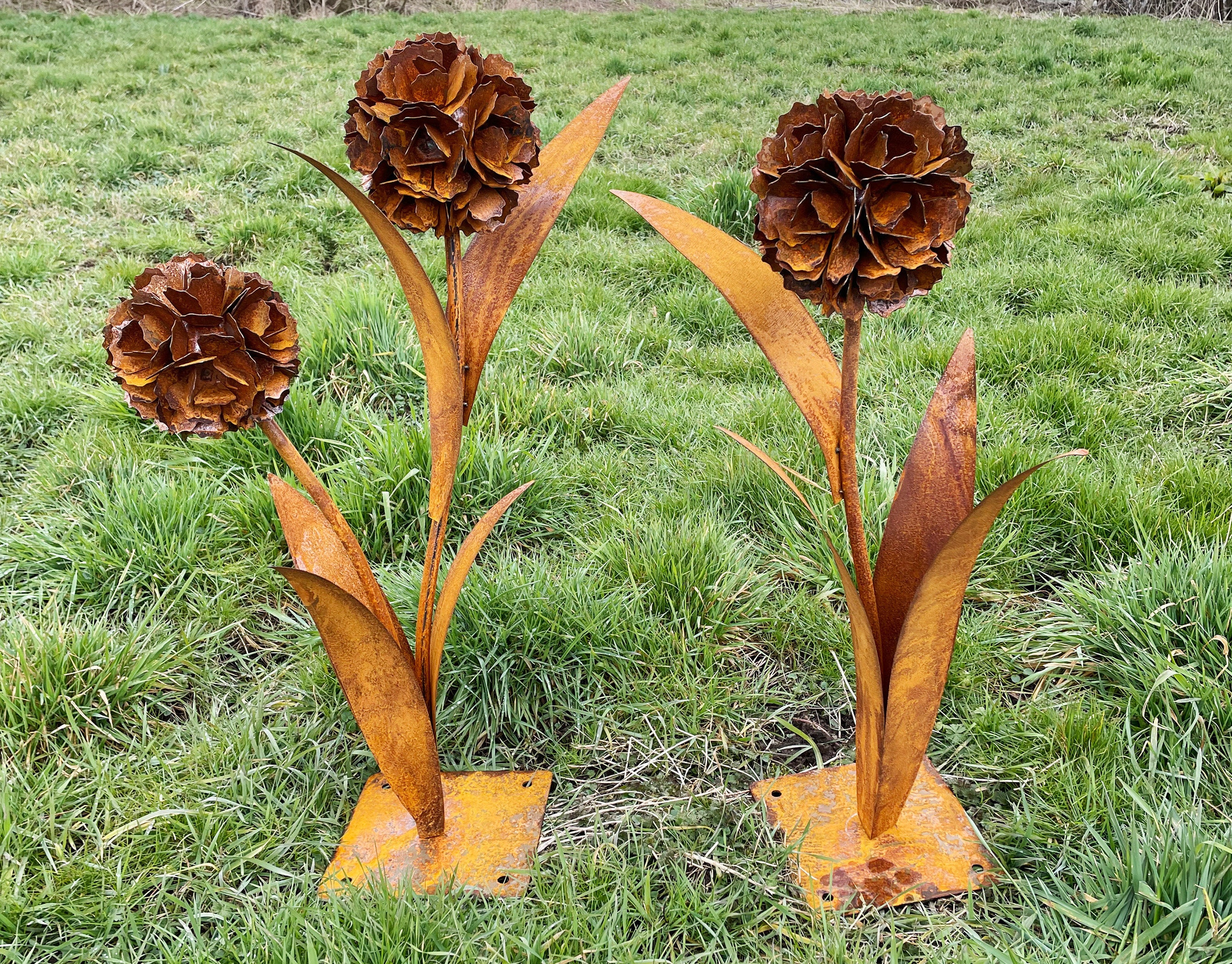 3D Pusteblume mit 1 Blüte oder 2 Blüten nach Wahl 90cm Deko-Blume Blume Edelrost Gartendeko Rost Metall Wetterfest Geschenk