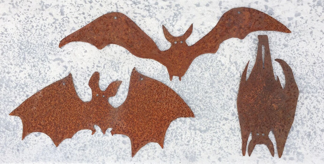 Set of 3 Bats for Hanging, Rust-proof Rust, Halloween Decoration, Bats ...