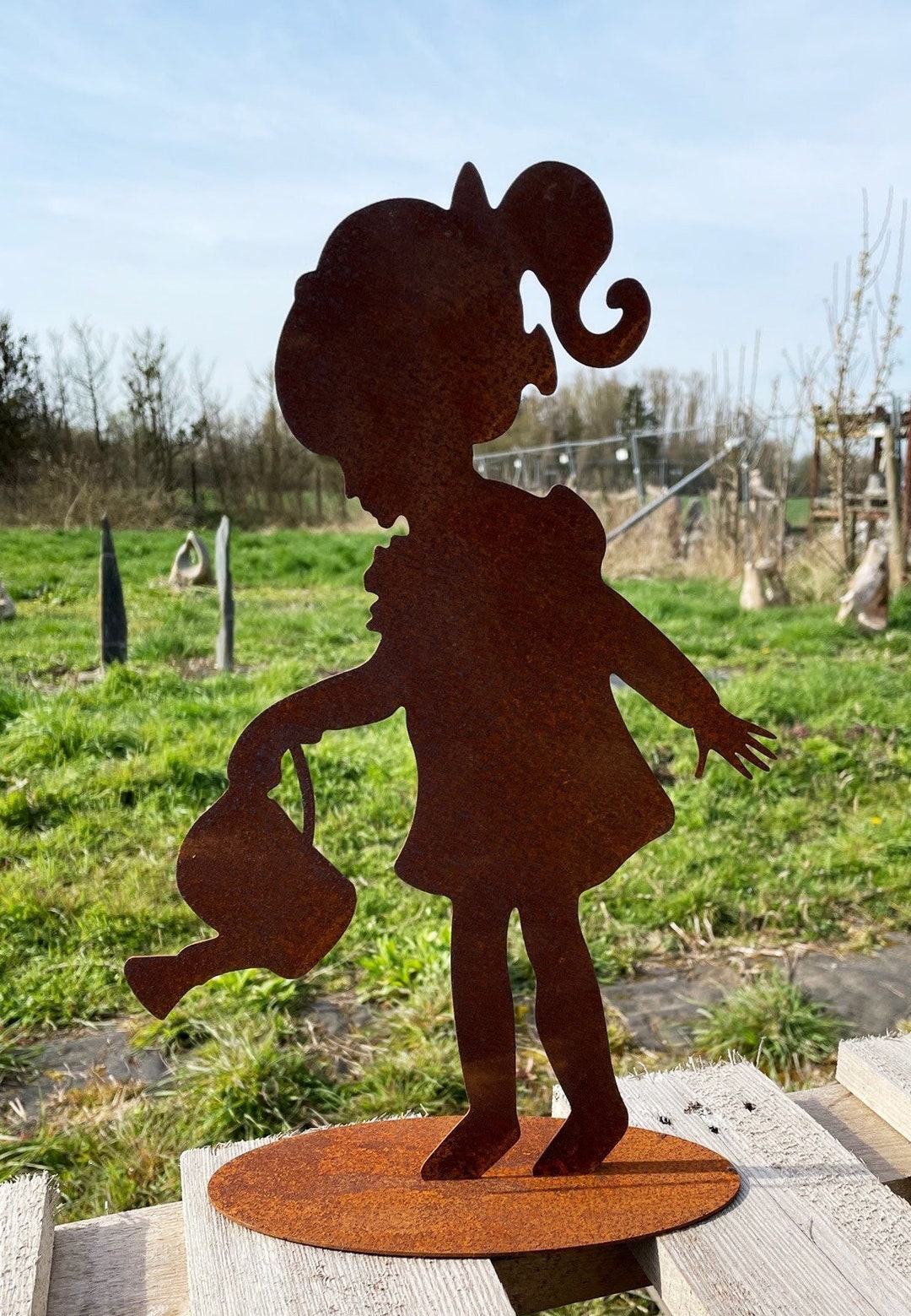 Bornhöft Märchen Fee Mit Pusteblume – 2er Set Edelrost-Figuren, 29x18 Cm, Wetterfeste Gartendeko