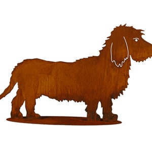 Garden figure dog wire-haired dachshund Bastian 72 x 42 cm on plate rust weatherproof rust metal rust figure rusty garden decoration country house decoration