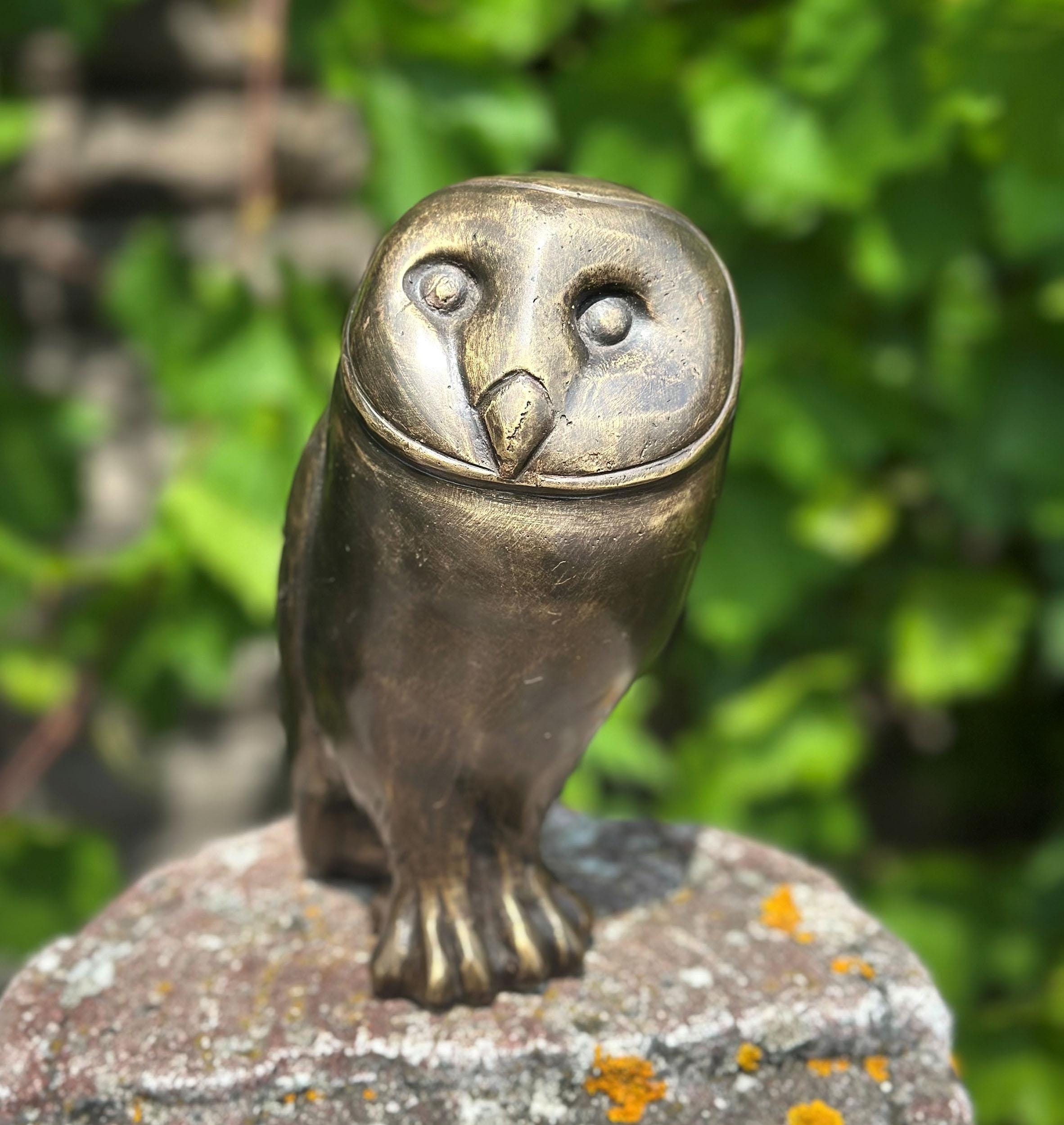 Figurine en bronze chouette effraie 19 cm décoration en bronze