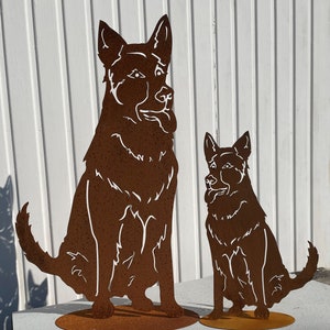 Garden figure German shepherd sitting 50 cm / 80 cm on plate rust weatherproof rust metal rust figure rusty garden decoration dog figure